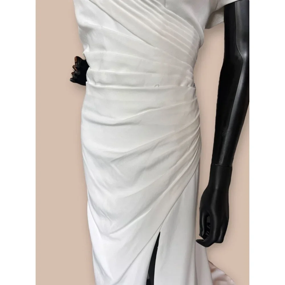 Side Ruched Off Shoulder Wedding Gown - Picture 3 of 6